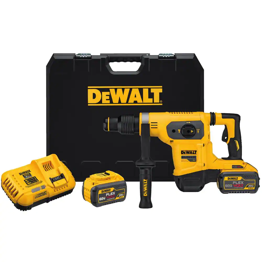 DEWALT 得偉 DCH481X2T 60V 電鎚鑽連工具箱及電池套裝(正面)