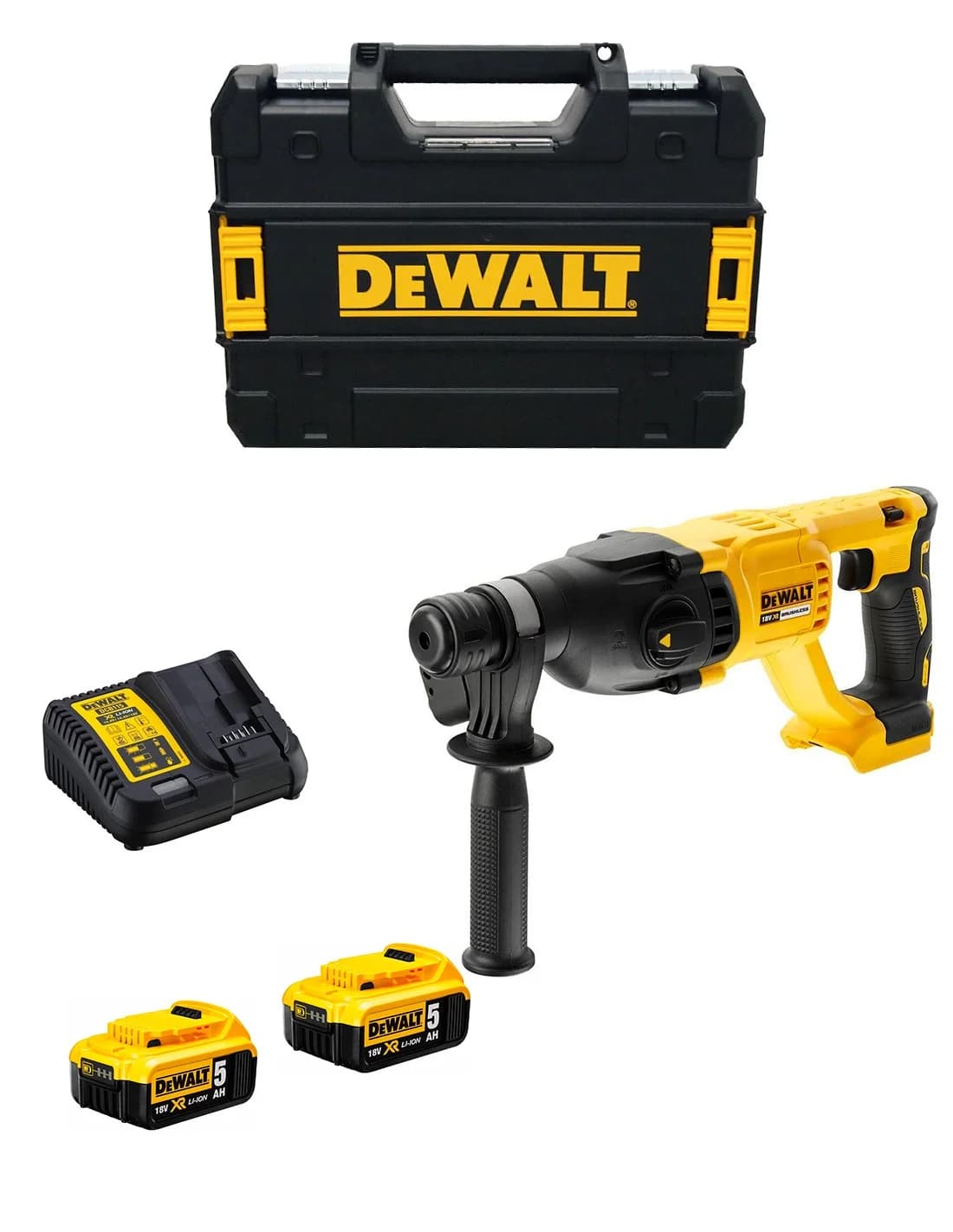 DEWALT 得偉 DCH133P2T 20V 無碳刷四溝三用電鎚鑽 (5.0Ah)