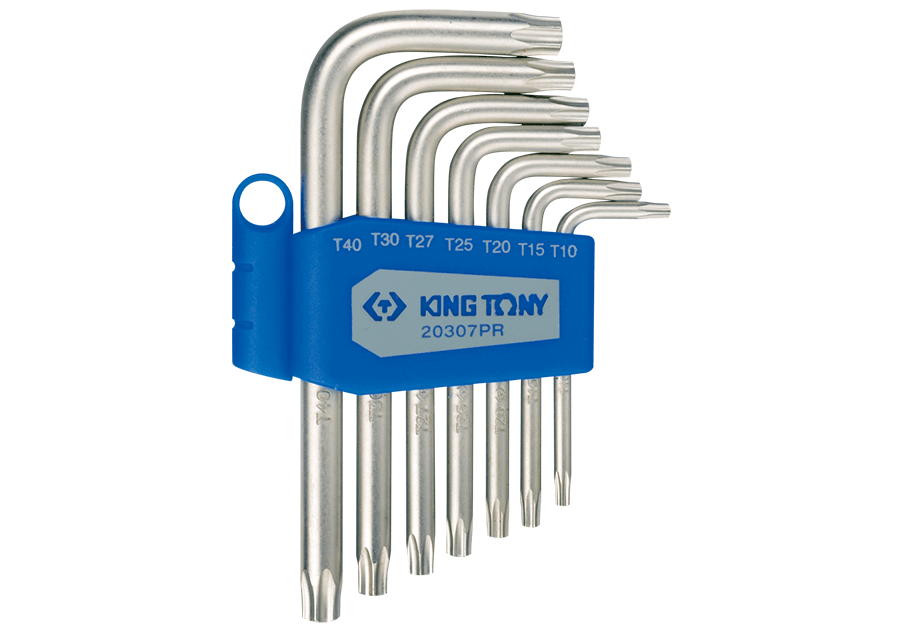 KING TONY 金統立 20307PR 7件式短型星型扳手組,T10至T40白底主圖