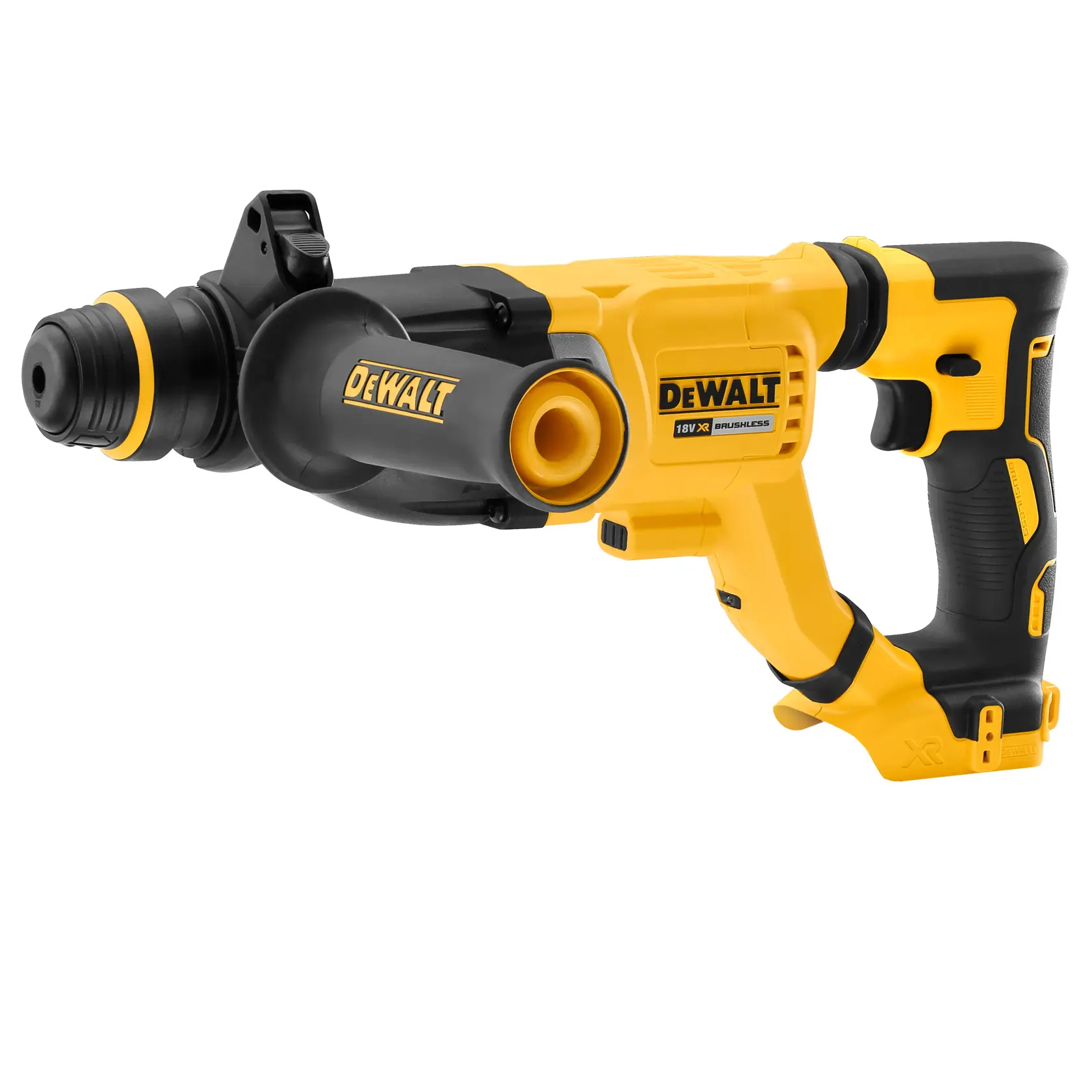 DEWALT 得偉 DCH263 20V 無碳刷四溝三用電鎚鑽(連集塵器,斜側面)