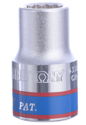 KING TONY 12mm、1/2吋驅動十二角標準套筒正面示意;照片為433012MR,本款型號為433012M,單顆出售,並非本款精確型號照片。