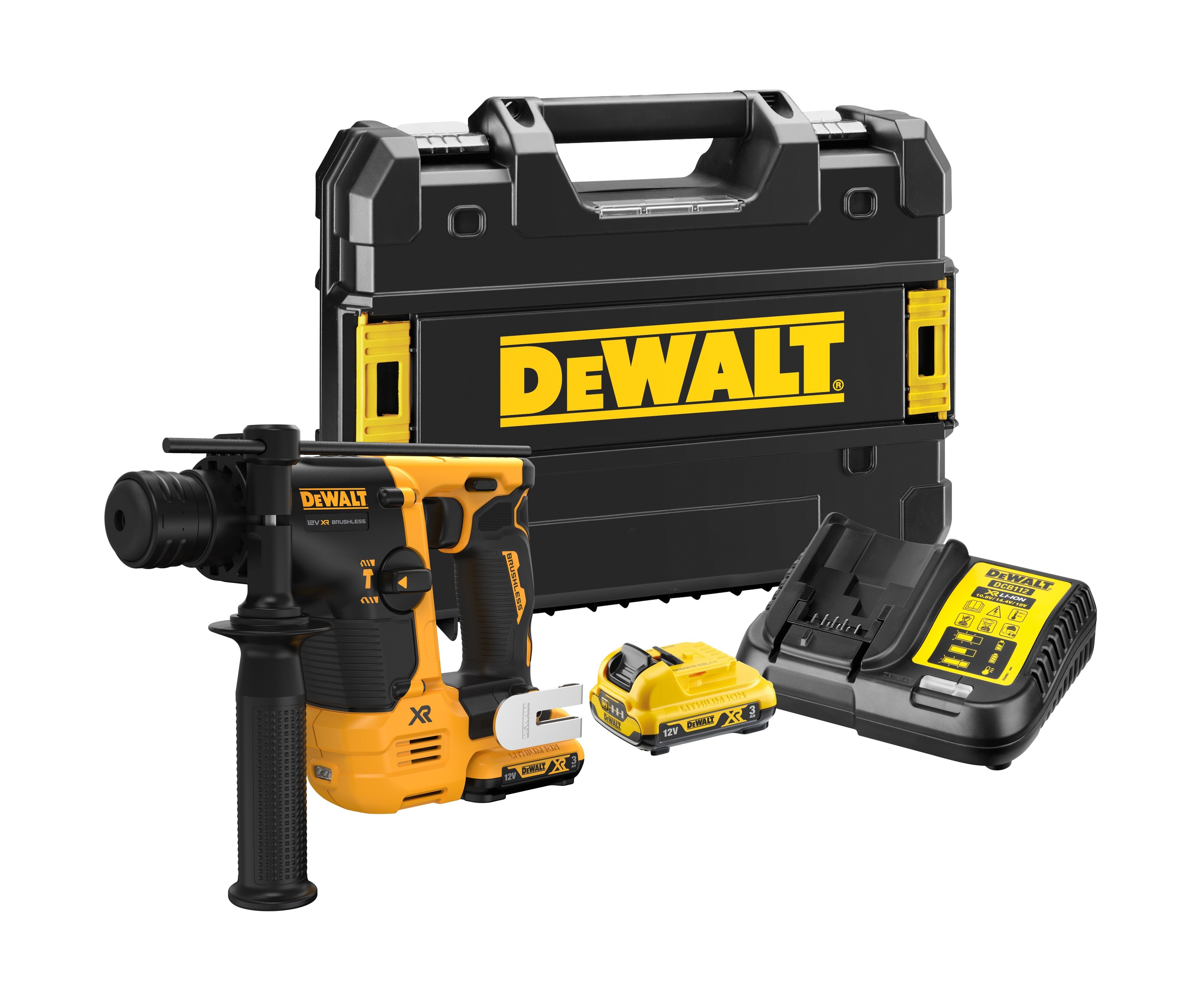 DEWALT 得偉 DCH072L2T 12V 無碳刷電鎚鑽套裝(連工具箱、充電器及兩枚 3.0Ah 電池)