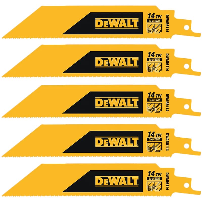 DEWALT 得偉 DWAR6114 6"x14T 雙金屬重型軍刀鋸片(鐵工)5pc