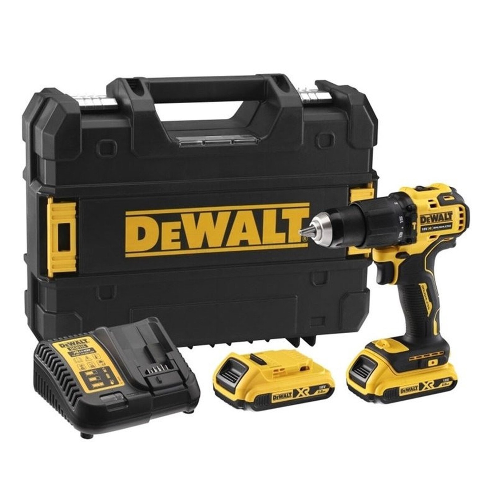 DEWALT 得偉 DCD709D2T 20V 無碳刷震動電鑽起子機 套裝(連 TSTAK 工具箱、2.0Ah 電池及充電器)
