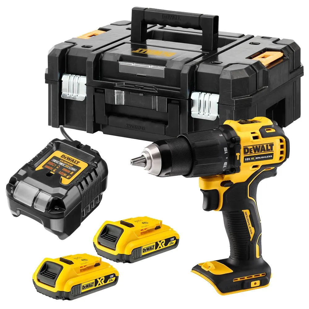 DEWALT 得偉 DCD709D2T 20V 無碳刷震動電鑽起子機 套裝(連工具箱、2.0Ah 電池及充電器)