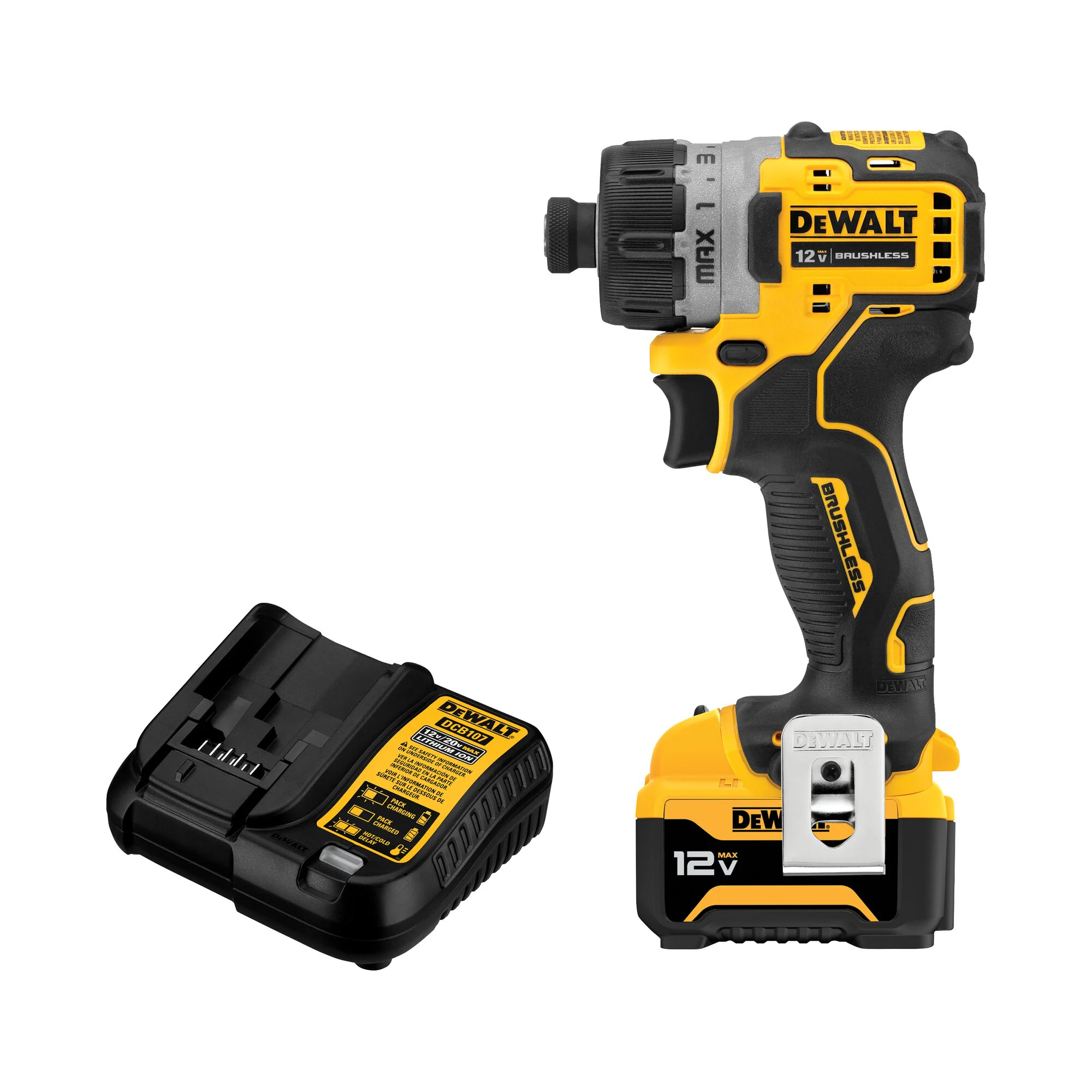 DEWALT 得偉 DCF601 12V 無碳刷調扭起子機連充電器(正面)