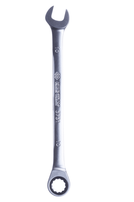 KING TONY 373110M 10mm 單向固定頭棘輪梅開扳手正面全貌