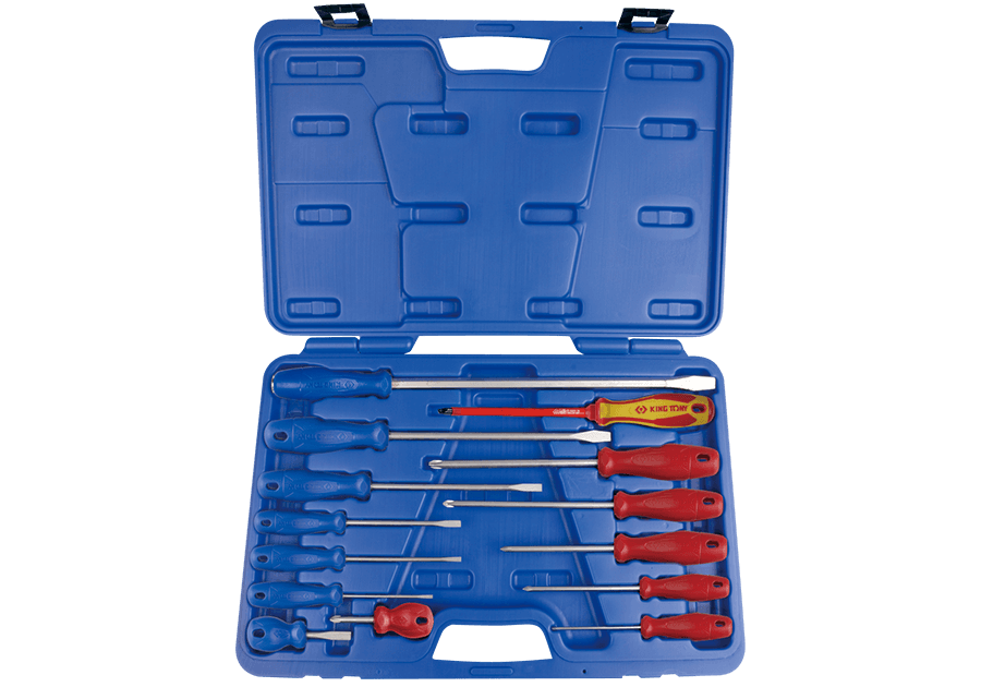 KING TONY 35114MR 14-Piece Standard & Go-Thru Screwdriver Set