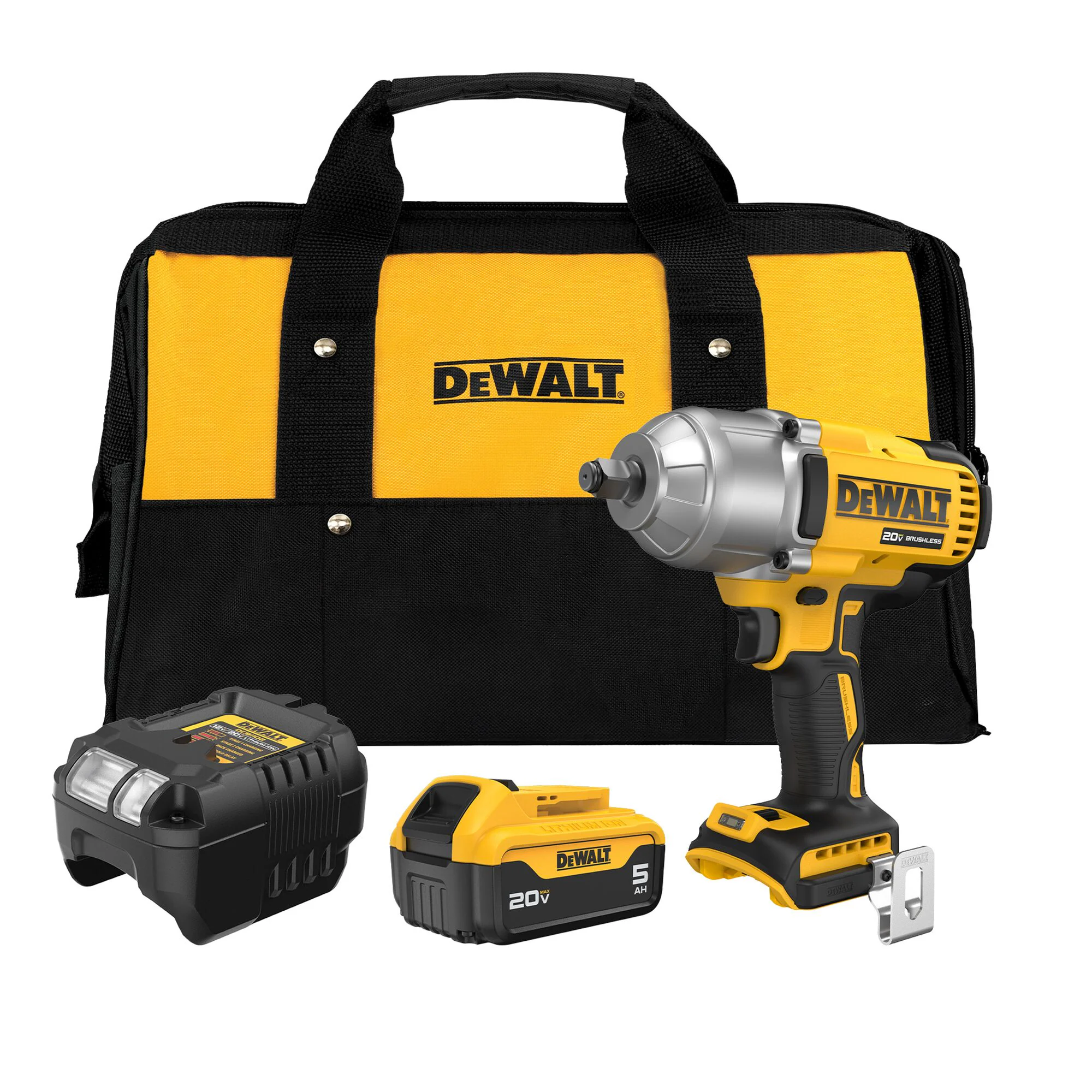 DEWALT 得偉 DCF900P2T 20V MAX 無碳刷強力型衝擊扳手連電池充電器及工具袋套裝(三角度)